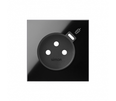 Pokrywa do gniazda z zintegrowaną ładowarką 1xUSB C, czarny, USB: C, Prąd ład.: 2,1A Simon 100 10000169-138
