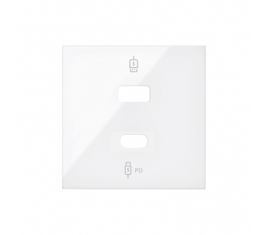 Pokrywa podwójnej ładowarki USB C+A, biały, USB: C+A Simon 100 10001296-130