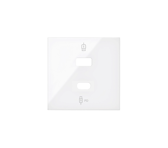 Pokrywa podwójnej ładowarki USB C+A, biały, USB: C+A Simon 100 10001296-130
