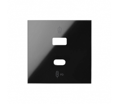 Pokrywa podwójnej ładowarki USB C+A, czarny, USB: C+A Simon 100 10001296-138