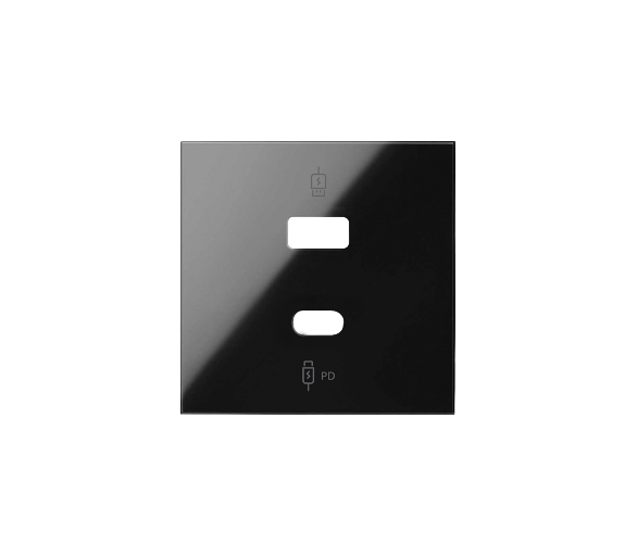 Pokrywa podwójnej ładowarki USB C+A, czarny, USB: C+A Simon 100 10001296-138