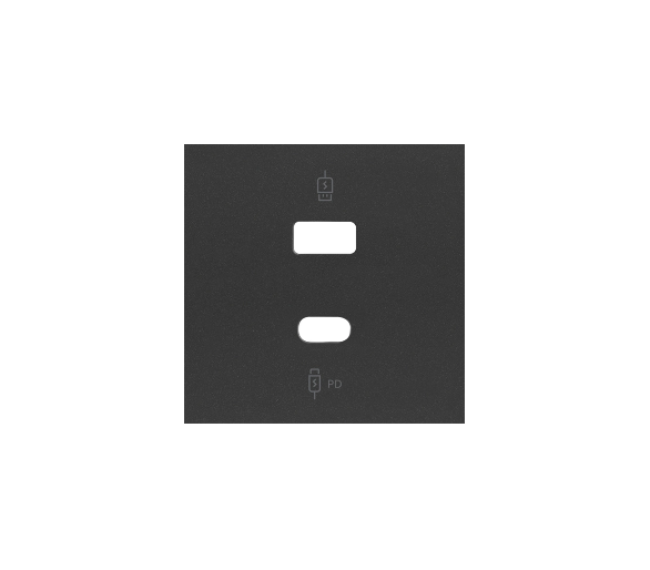 Pokrywa podwójnej ładowarki USB C+A, czarny, USB: C+A Simon 100 10001296-238