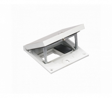 Wkład puszki podłogowej, stal inox, IP66, IK08, 1,5×K45, puste miejsce na moduł 45x45, zamek z ułatwionym dostępem, zaślepka 22,5x45 mm na złącza RJ45 lub multimedialne Simon KFH100/72