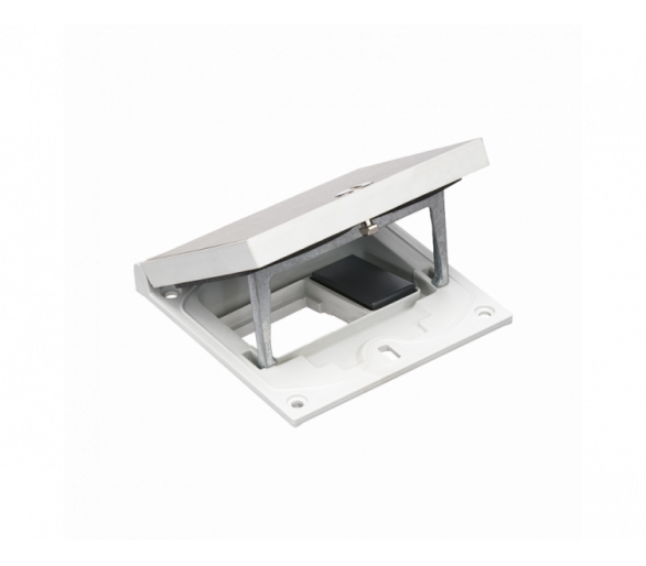 Wkład puszki podłogowej, stal inox, IP66, IK08, 1,5×K45, puste miejsce na moduł 45x45, zamek z ułatwionym dostępem, zaślepka 22,5x45 mm na złącza RJ45 lub multimedialne Simon KFH100/72