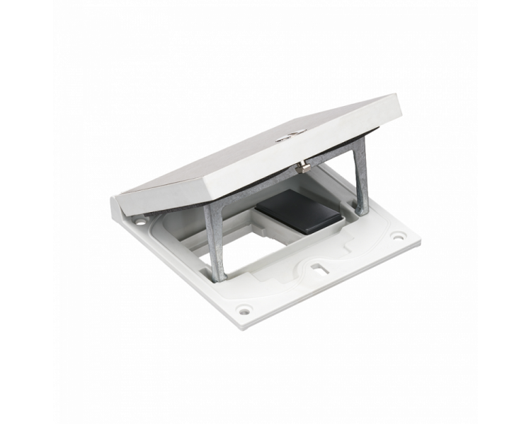 Wkład puszki podłogowej, stal inox, IP66, IK08, 1,5×K45, puste miejsce na moduł 45x45, zamek z ułatwionym dostępem, zaślepka 22,5x45 mm na złącza RJ45 lub multimedialne Simon KFH100/72 Wkład puszki podłogowej, stal inox, IP66, IK08, 1,5×K45, puste miejsce na moduł 45x45, zamek z ułatwionym dostępem, zaślepka 22,5x45 mm na złącza RJ45 lub multimedialne Simon KFH100/72