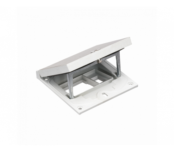 Wkład puszki podłogowej, stal inox, IP66, IK08, 1,5×K45, moduł 22,5x45 mm z zatrzaskiem Keyston na złącza RJ45 lub multimedialne, puste miejsce na moduł 45x45, zamek z ułatwionym dostępem Simon KFH101/72