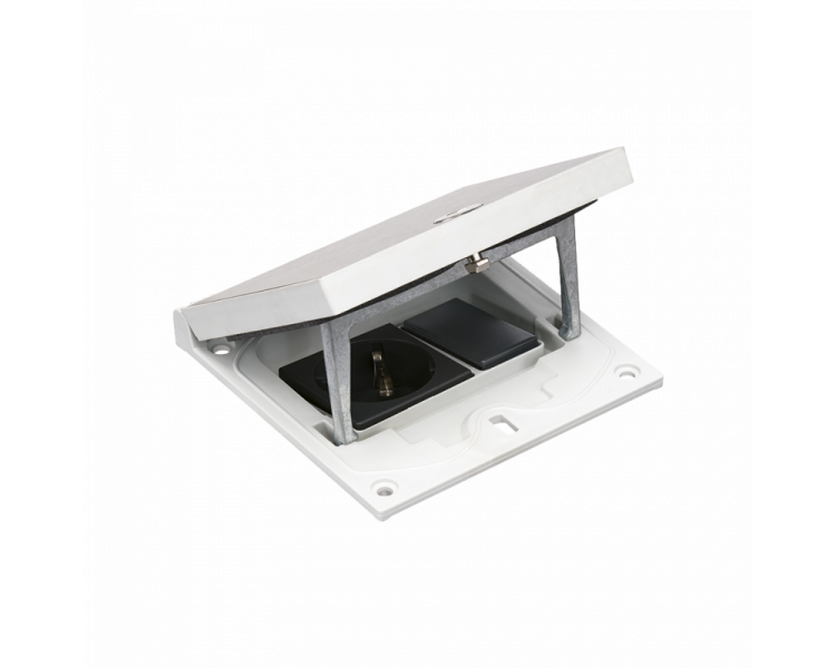 Wkład puszki podłogowej, stal inox, IP66, IK08, 1,5×K45, gniazdo typ F (schuko), zamek na klucz imbusowy, zaślepka 22,5x45 mm Simon KFH110SEC/72 Wkład puszki podłogowej, stal inox, IP66, IK08, 1,5×K45, gniazdo typ F (schuko), zamek na klucz imbusowy, zaślepka 22,5x45 mm Simon KFH110SEC/72