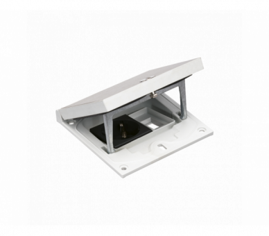 Wkład puszki podłogowej, stal inox, IP66, IK08, 1,5×K45, gniazdo typ F (schuko), moduł 22,5x45 mm z zatrzaskiem Keyston na złącza RJ45 lub multimedialne, zamek na klucz imbusowy Simon KFH111/72