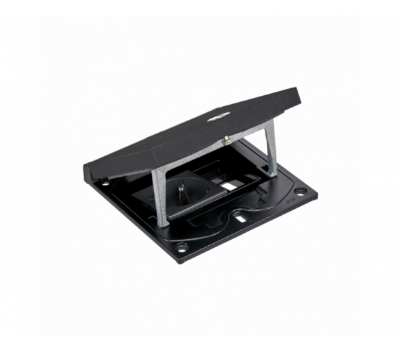 Wkład puszki podłogowej, czarny, IP66, IK08, 1,5×K45, gniazdo typ F (schuko), moduł 22,5x45 mm z zatrzaskiem Keyston na złącza RJ45 lub multimedialne, zamek na klucz imbusowy Simon KFH111/74