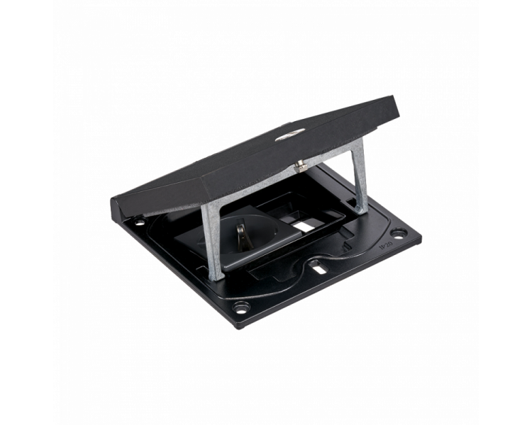 Wkład puszki podłogowej, czarny, IP66, IK08, 1,5×K45, gniazdo typ F (schuko), moduł 22,5x45 mm z zatrzaskiem Keyston na złącza RJ45 lub multimedialne, zamek na klucz imbusowy Simon KFH111/74 Wkład puszki podłogowej, czarny, IP66, IK08, 1,5×K45, gniazdo typ F (schuko), moduł 22,5x45 mm z zatrzaskiem Keyston na złącza RJ45 lub multimedialne, zamek na klucz imbusowy Simon KFH111/74