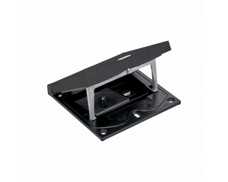 Wkład puszki podłogowej, czarny, IP66, IK08, 1,5×K45, gniazdo typ F (schuko), moduł RJ45 kat. 5e UTP, zamek na klucz imbusowy Simon KFH115USEC/74 Wkład puszki podłogowej, czarny, IP66, IK08, 1,5×K45, gniazdo typ F (schuko), moduł RJ45 kat. 5e UTP, zamek na klucz imbusowy Simon KFH115USEC/74