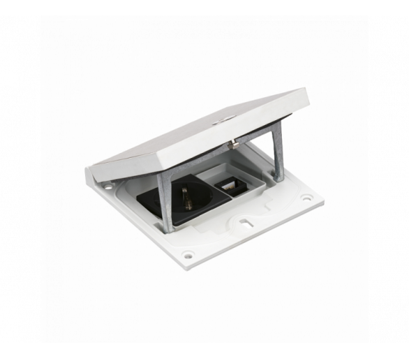 Wkład puszki podłogowej, stal inox, IP66, IK08, 1,5×K45, gniazdo typ F (schuko), moduł RJ45 kat. 6 UTP, zamek na klucz imbusowy Simon KFH116USEC/72
