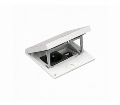 Wkład puszki podłogowej, stal inox, IP66, IK08, 1,5×K45, gniazdo typ E (bolec), moduł RJ45 kat. 5e UTP, zamek na klucz imbusowy Simon KFH125USEC/72