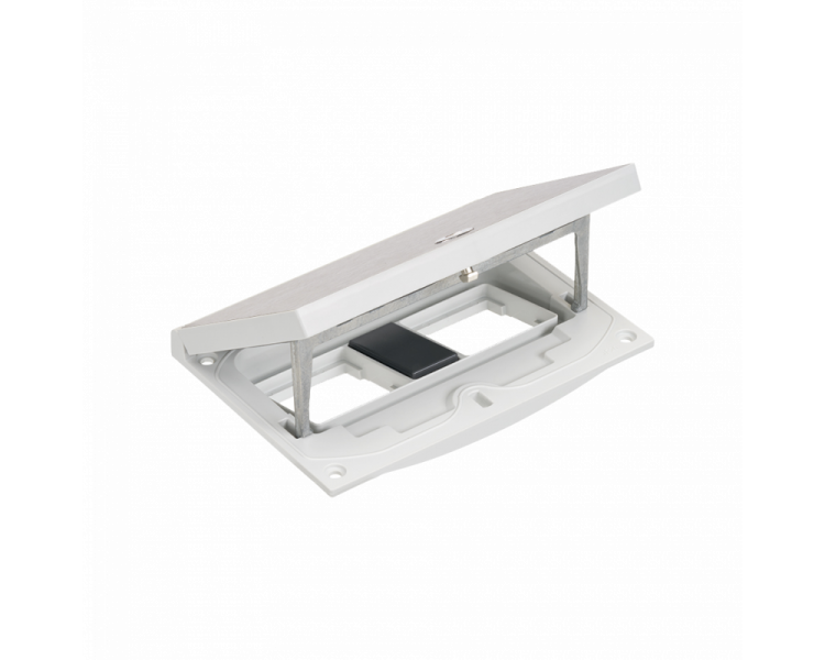 Wkład puszki podłogowej, stal inox, IP66, IK08, 2,5×K45, puste miejsce na 2 moduły 45x45, zamek na klucz imbusowy, zaślepka 22,5x45 mm na złącza RJ45 lub multimedialne Simon KFH200SEC/72 Wkład puszki podłogowej, stal inox, IP66, IK08, 2,5×K45, puste miejsce na 2 moduły 45x45, zamek na klucz imbusowy, zaślepka 22,5x45 mm na złącza RJ45 lub multimedialne Simon KFH200SEC/72