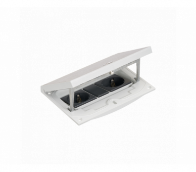 Wkład puszki podłogowej, stal inox, IP66, IK08, 2,5×K45, 2 gniazda typ F (schuko), zamek na klucz imbusowy, zaślepka 22,5x45 mm Simon KFH210SEC/72