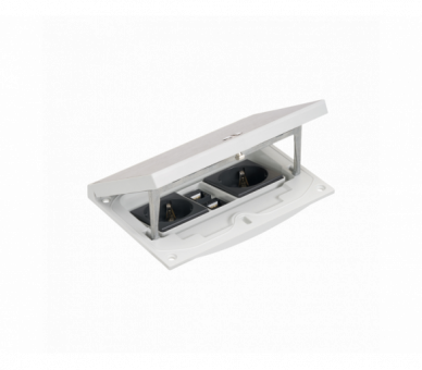 Wkład puszki podłogowej, stal inox, IP66, IK08, 2,5×K45, 2 gniazda typ F (schuko), 2 moduły RJ45 kat. 6 UTP, zamek z ułatwionym dostępem Simon KFH216U/72
