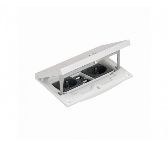 Wkład puszki podłogowej, stal inox, IP66, IK08, 2,5×K45, 2 gniazda typ F (schuko), 2 moduły RJ45 kat. 6 UTP, zamek z ułatwionym dostępem Simon KFH216U/72