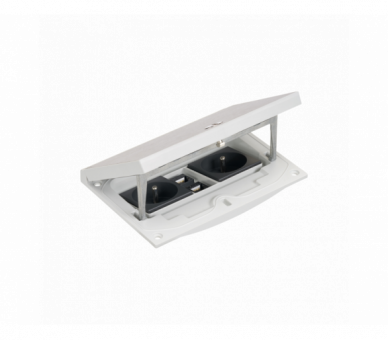 Wkład puszki podłogowej, stal inox, IP66, IK08, 2,5×K45, 2 gniazda typ E (bolec), 2 moduły RJ45 kat. 6 UTP, zamek z ułatwionym dostępem Simon KFH226U/72