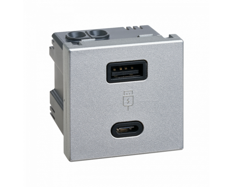 Ładowarka USB szybkie ładowanie, K45, USB 2.0 - A + C, 5V, DC, 3,1A, 45×45mm, aluminium, Maksymalna moc ładowania: 18W Simon K126F/8 Ładowarka USB szybkie ładowanie, K45, USB 2.0 - A + C, 5V, DC, 3,1A, 45×45mm, aluminium, Maksymalna moc ładowania: 18W Simon K126F/8