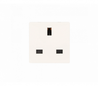 Gniazdo wtyczkowe pojedyncze, K45, typ G (standard brytyjski), 13A, zaciski śrubowe, 45×45mm, biały Simon K04/9