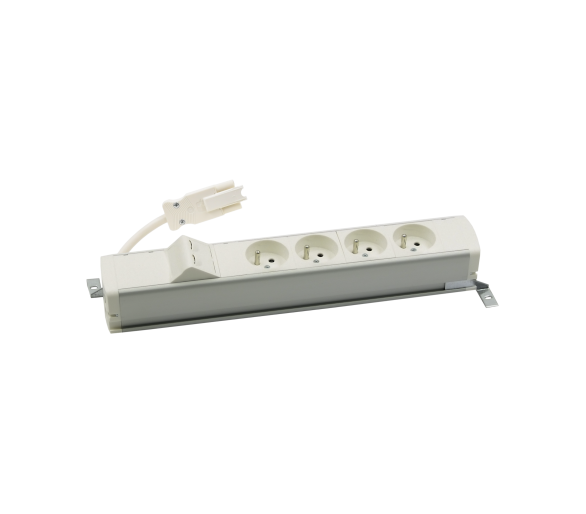 Listwa zasilająca standardowa zest: 4x250V typ E + plakietka 2xRJ45 z mocowaniem Keystone, szybkozłącze w układzie Wieland, aluminium biały Simon 480 48110E400K00000-30