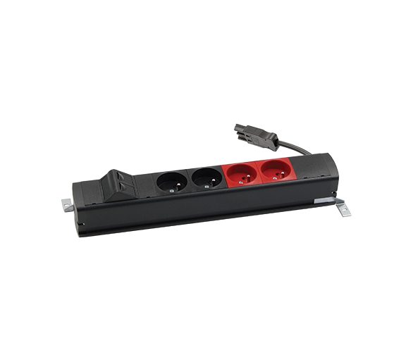 Listwa zasilająca standardowa zest: 2x250V typ E+2x250V UPS+ plakietka 2xRJ45 z mocowaniem Keystone, szybkozłącze w układzie Wieland, czarny Simon 480 48120E220K00000-44