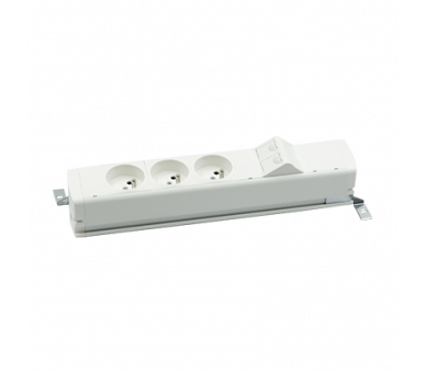 Listwa zasilająca standardowa zest: 3x250V typ E + plakietka 2xRJ45 z mocowaniem Keystone, zaciski śrubowe, biały Simon 480 48130E300K00000-33
