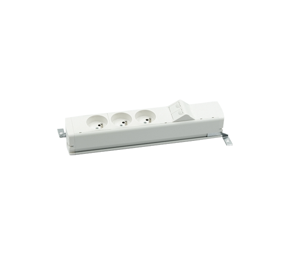 Listwa zasilająca standardowa zest: 3x250V typ E + plakietka 2xRJ45 z mocowaniem Keystone, zaciski śrubowe, biały Simon 480 48130E300K00000-33