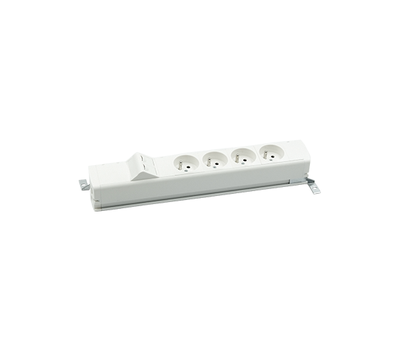 Listwa zasilająca standardowa zest: 4x250V typ E + plakietka 2xRJ45 z mocowaniem Keystone, zaciski śrubowe, aluminium biały Simon 480 48130E400K00000-30