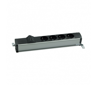 Listwa zasilająca standardowa zest: 4x250V typ E + plakietka 2xRJ45 z mocowaniem Keystone, zaciski śrubowe, aluminium czarny Simon 480 48130E400K00000-40
