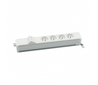 Listwa zasilająca standardowa zest: 4x250V typ E + plakietka 2xRJ45 z mocowaniem Keystone, zaciski śrubowe, biały Simon 480 48130E400K00000-33