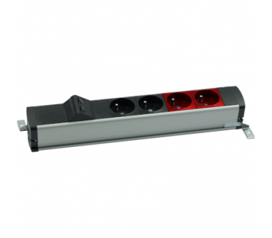 Listwa zasilająca standardowa zest: 2x250V typ E+2x250V UPS+ plakietka 2xRJ45 z mocowaniem Keystone, zaciski śrubowe, aluminium czarny Simon 480 48130E220K00000-40