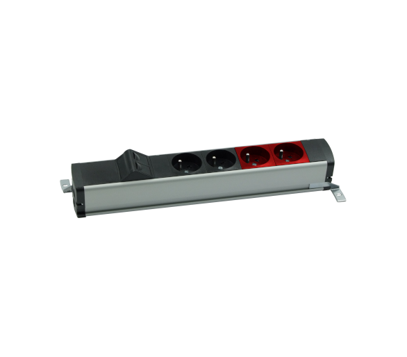 Listwa zasilająca standardowa zest: 2x250V typ E+2x250V UPS+ plakietka 2xRJ45 z mocowaniem Keystone, zaciski śrubowe, aluminium czarny Simon 480 48130E220K00000-40
