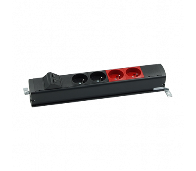 Listwa zasilająca standardowa zest: 2x250V typ E+2x250V UPS+ plakietka 2xRJ45 z mocowaniem Keystone, zaciski śrubowe, czarny Simon 480 48130E220K00000-44