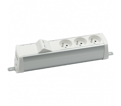 Listwa zasilająca powiększona zest: 3x250V typ E + plakietka 2xRJ45 z mocowaniem Keystone, szybkozłącze w układzie Wieland, biały Simon 480 48210E300K00000-33