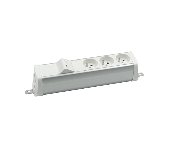 Listwa zasilająca powiększona zest: 3x250V typ E + plakietka 2xRJ45 z mocowaniem Keystone, szybkozłącze w układzie Wieland, biały Simon 480 48210E300K00000-33