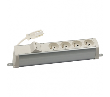 Listwa zasilająca powiększona zest: 4x250V typ E + plakietka 2xRJ45 z mocowaniem Keystone, szybkozłącze w układzie Wieland, aluminium biały Simon 480 48210E400K00000-30