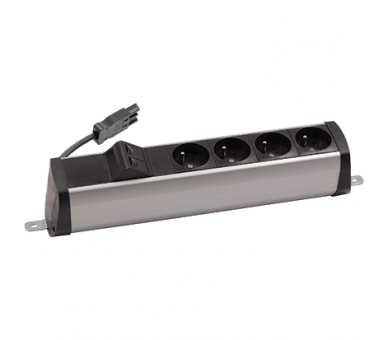 Listwa zasilająca powiększona zest: 4x250V typ E + plakietka 2xRJ45 z mocowaniem Keystone, szybkozłącze w układzie Wieland, aluminium czarny Simon 480 48210E400K00000-40