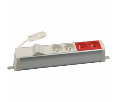 Listwa zasilająca powiększona zest: 2x250V typ E+2x250V UPS+ plakietka 2xRJ45 z mocowaniem Keystone, szybkozłącze w układzie Wieland, aluminium biały Simon 480 48220E220K00000-30