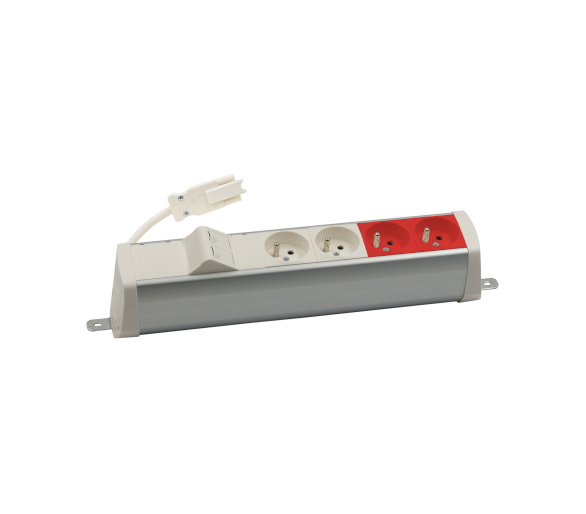 Listwa zasilająca powiększona zest: 2x250V typ E+2x250V UPS+ plakietka 2xRJ45 z mocowaniem Keystone, szybkozłącze w układzie Wieland, aluminium biały Simon 480 48220E220K00000-30