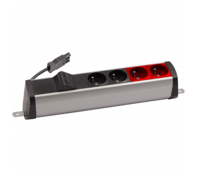Listwa zasilająca powiększona zest: 2x250V typ E+2x250V UPS+ plakietka 2xRJ45 z mocowaniem Keystone, szybkozłącze w układzie Wieland, aluminium czarny Simon 480 48220E220K00000-40