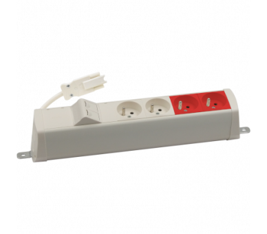 Listwa zasilająca powiększona zest: 2x250V typ E+2x250V UPS+ plakietka 2xRJ45 z mocowaniem Keystone, szybkozłącze w układzie Wieland, biały Simon 480 48220E220K00000-33