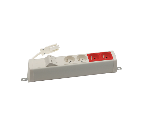 Listwa zasilająca powiększona zest: 2x250V typ E+2x250V UPS+ plakietka 2xRJ45 z mocowaniem Keystone, szybkozłącze w układzie Wieland, biały Simon 480 48220E220K00000-33