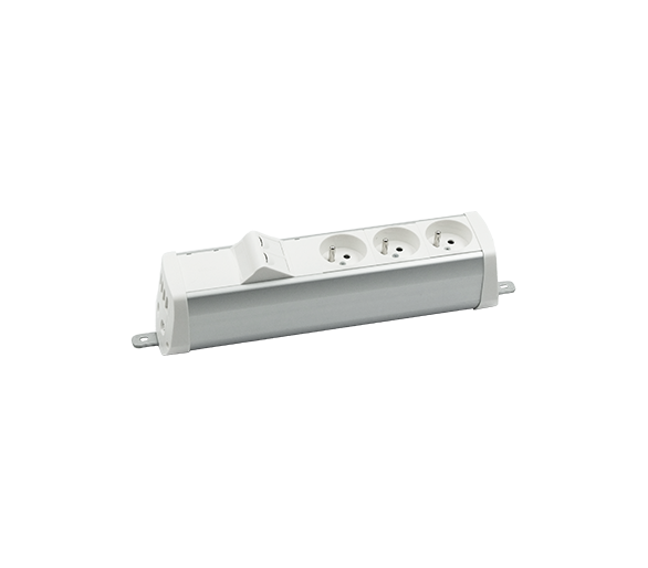 Listwa zasilająca powiększona zest: 3x250V typ E + plakietka 2xRJ45 z mocowaniem Keystone, zaciski śrubowe, aluminium biały Simon 480 48230E300K00000-30