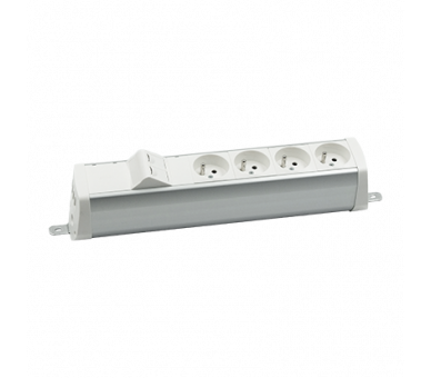 Listwa zasilająca powiększona zest: 4x250V typ E + plakietka 2xRJ45 z mocowaniem Keystone, zaciski śrubowe, aluminium biały Simon 480 48230E400K00000-30
