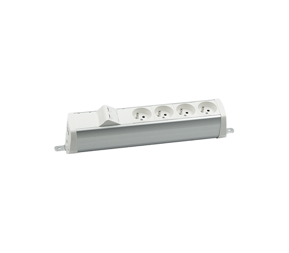 Listwa zasilająca powiększona zest: 4x250V typ E + plakietka 2xRJ45 z mocowaniem Keystone, zaciski śrubowe, aluminium biały Simon 480 48230E400K00000-30
