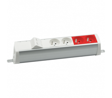 Listwa zasilająca powiększona zest: 2x250V typ E+2x250V UPS+ plakietka 2xRJ45 z mocowaniem Keystone, zaciski śrubowe, aluminium biały Simon 480 48230E220K00000-30