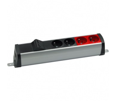 Listwa zasilająca powiększona zest: 2x250V typ E+2x250V UPS+ plakietka 2xRJ45 z mocowaniem Keystone, zaciski śrubowe, aluminium czarny Simon 480 48230E220K00000-40