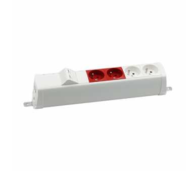 Listwa zasilająca powiększona zest: 2x250V typ E+2x250V UPS+ plakietka 2xRJ45 z mocowaniem Keystone, zaciski śrubowe, biały Simon 480 48230E220K00000-33