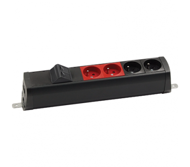 Listwa zasilająca powiększona zest: 2x250V typ E+2x250V UPS+ plakietka 2xRJ45 z mocowaniem Keystone, zaciski śrubowe, czarny Simon 480 48230E220K00000-44